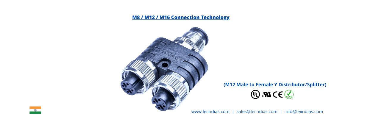 M12 Male to Female Y Distributor